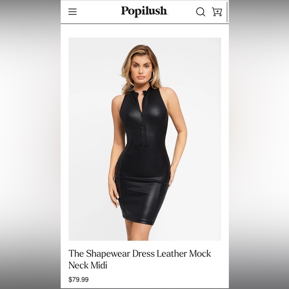 Popilush Shapewear Leather Dress NWT - Picture 1 of 3